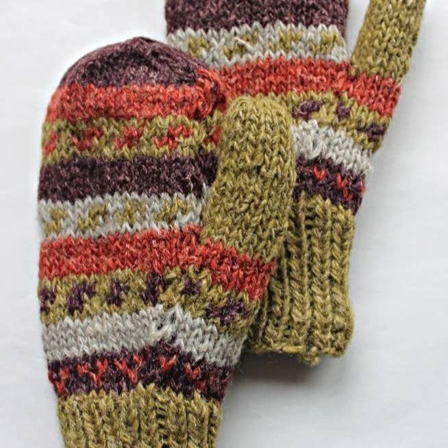 Hemp Knit Mittens- Fleece-Lined, Nepal