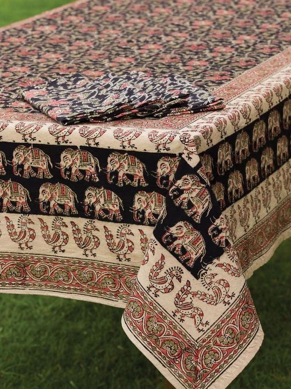 Elephant Kalamkari Tablecloth, India