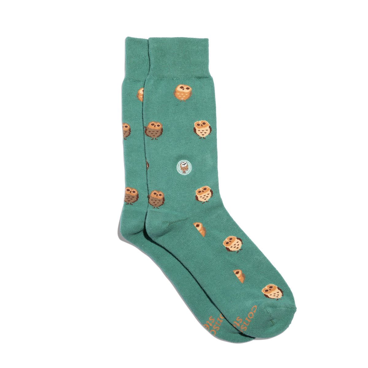 Conscious Step Socks  Protect Owls, Green, Small