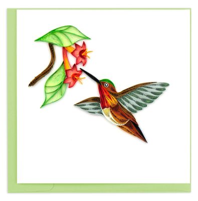 Rufous Hummingbird Quilling Card, Vietnam