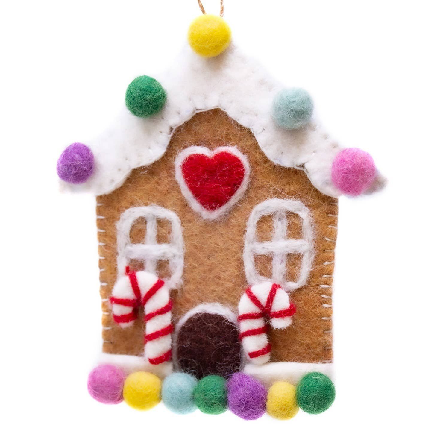 Gingerbread House Felt Ornament, Nepal
