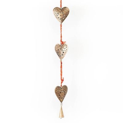 Chakshu Heart Trio Bell Wind Chime Upcycled Sari, India
