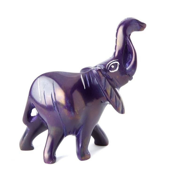 Small Purple Soapstone Trumpeting Elephant, Kenya