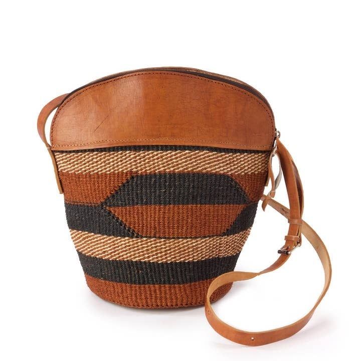 Sisal Handbag with Leather Top, Kenya