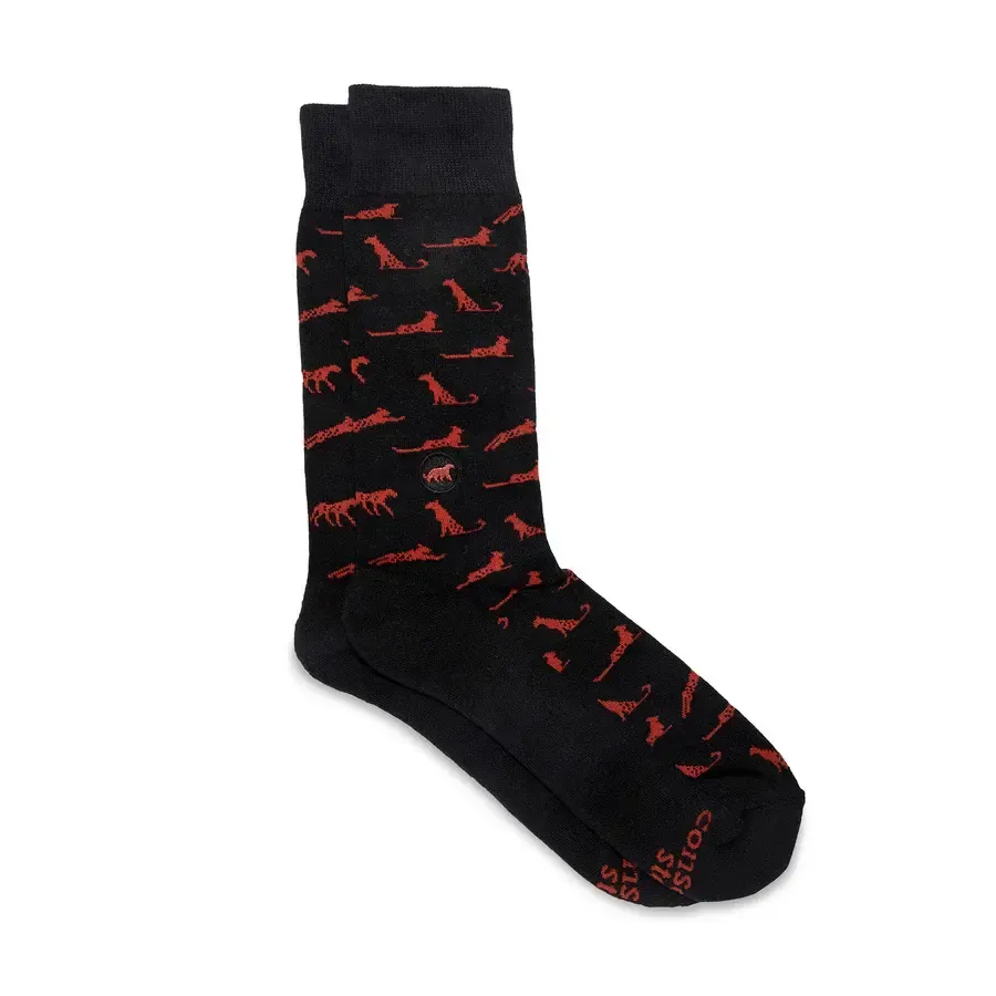 Conscious Step Socks that Protect Cheetahs, Black, Small