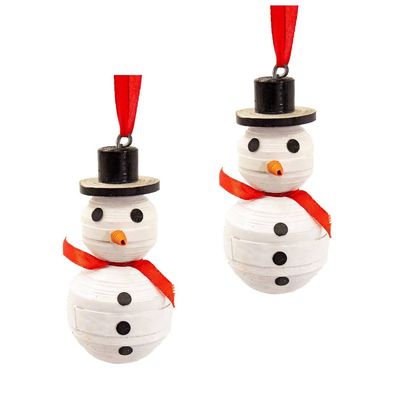 Paper Mache Snowman Ornament, Haiti