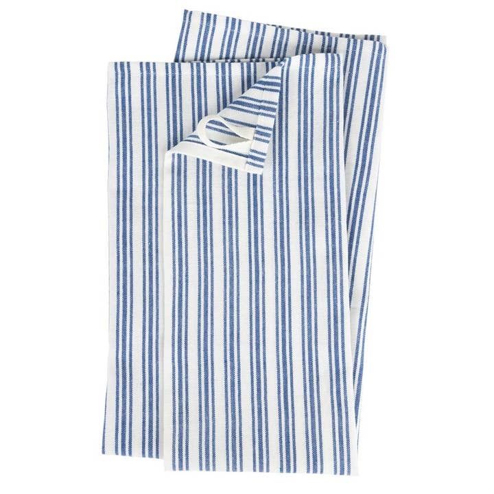 Small Stripe Blue White Tea Towel, India