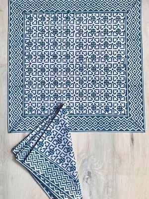 Blue Geometric Napkin, India