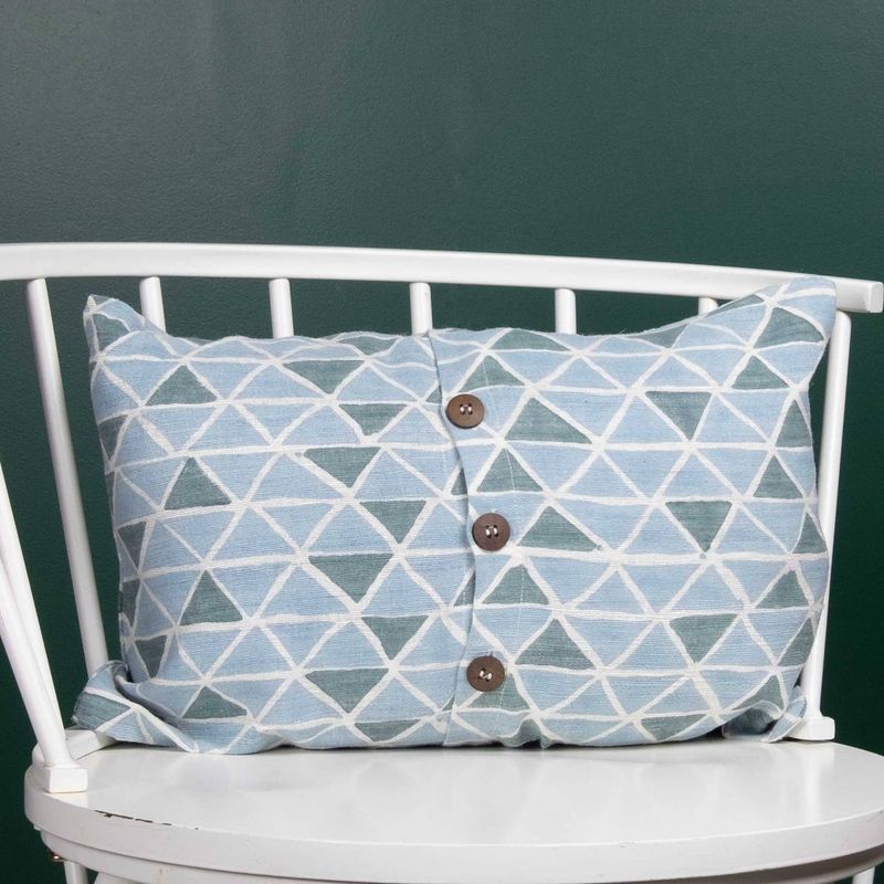 Blue Diamond Silk Cushion Cover Rectangle, India