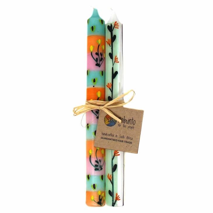 Imbali Hand Painted Dinner Candles- Set of 2, South Africa