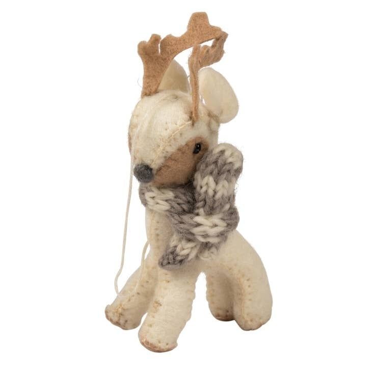 Cozy Reindeer Felt Ornament, Nepal