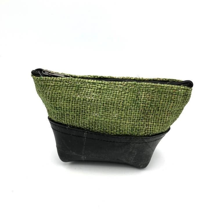 Recycled Inner Tube and Olive Hemp Pouch, Nepal