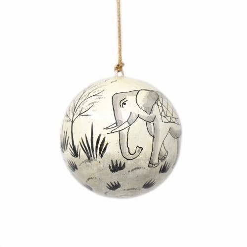 Handpainted Elephant Ball Ornament, India