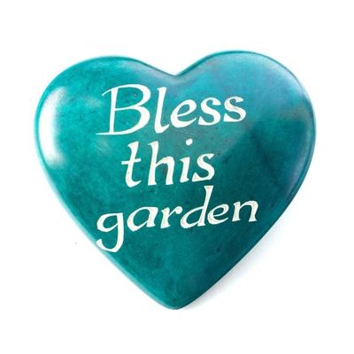 Kisii Stone Wise Words Heart: Bless This Garden, Kenya