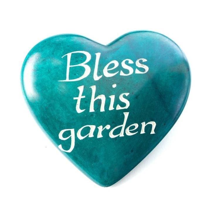 Kisii Stone Wise Words Heart: Bless This Garden, Kenya