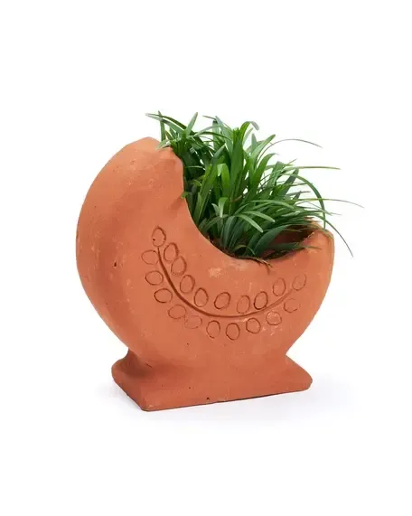 Terracotta Crescent Moon Plant Pot, India