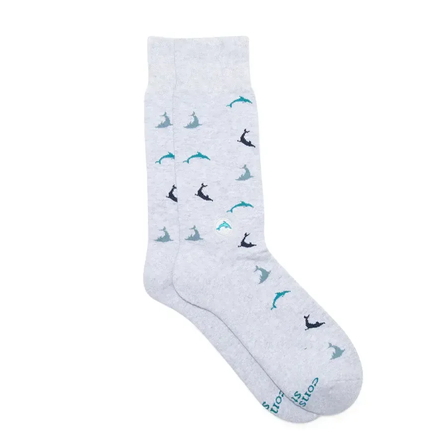 Conscious Step Socks that Protect Dolphins, Grey, Small