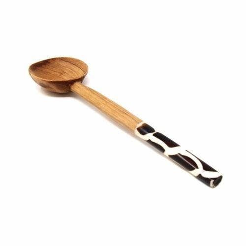 Olive Wood Appetizer Spoon with Bone Handle, Kenya