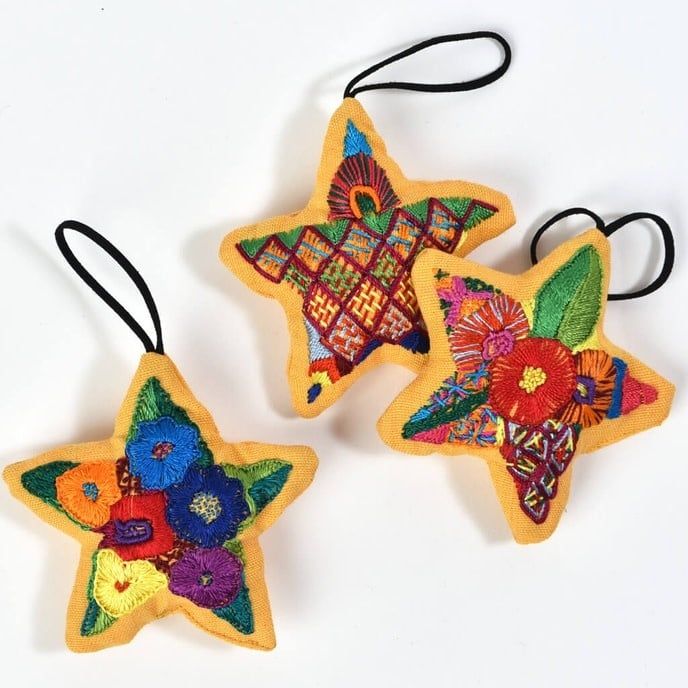 Star Embroidered Ornament, Guatemala