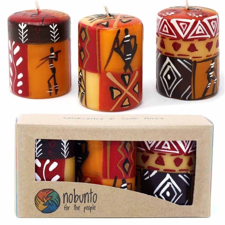 Hand Painted Votive Candles Set of 3 - Damisi Design, Set of 3, South Africa
