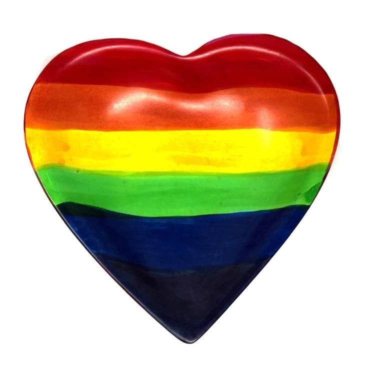 Rainbow Soapstone Heart Trinket Bowl - Medium, Kenya