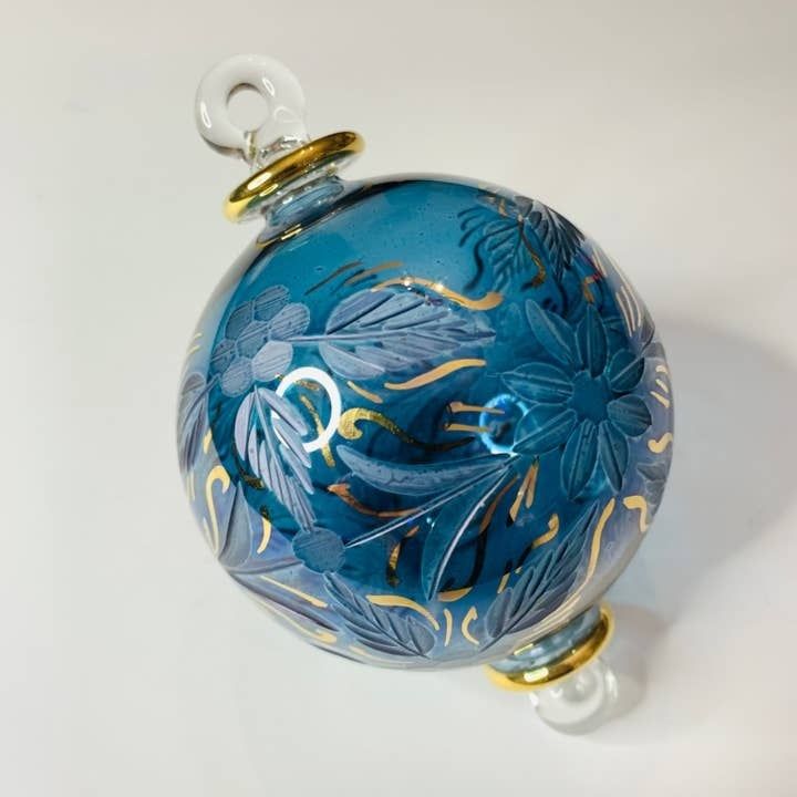 Blown Glass Ornament - Flowers in Purple/Blue, Egypt