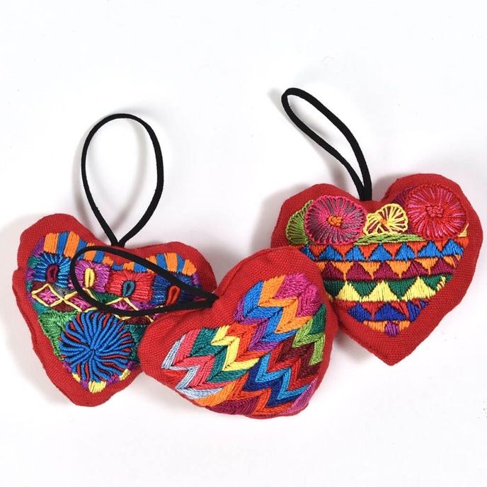 Heart Embroidered Ornament, Guatemala