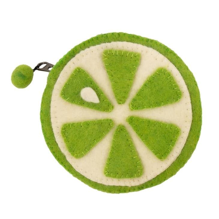 Lime Slice Felt Coin Purse, Nepal