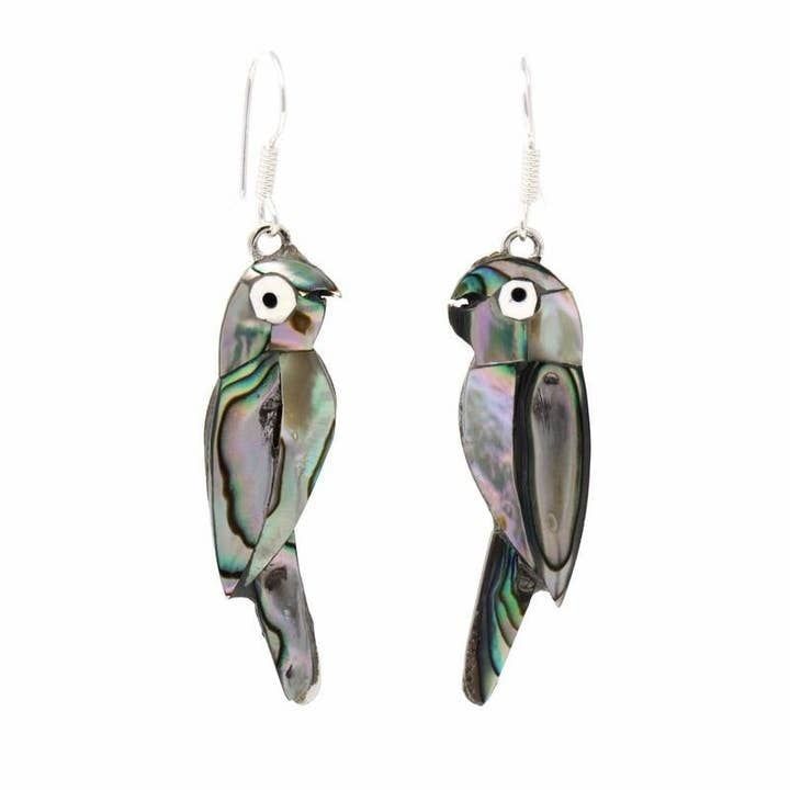 Abalone Parrot Earrings, Mexico