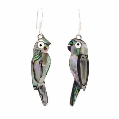 Abalone Parrot Earrings, Mexico