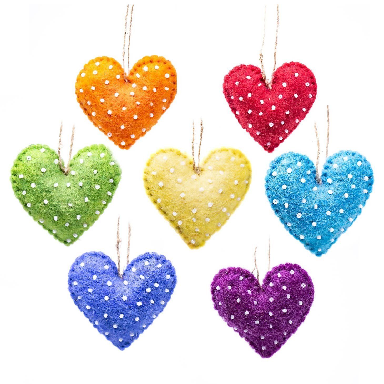 Mini Heart Handmade Felt Ornament, Nepal