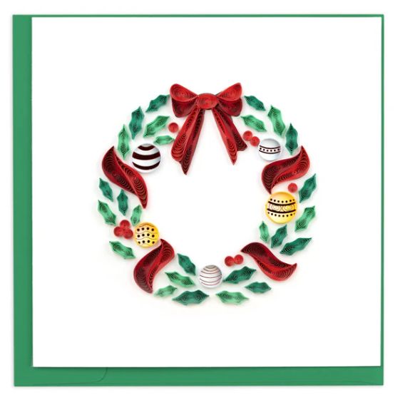 Holiday Wreath with Ornaments Quilling Card Mini, Vietnam