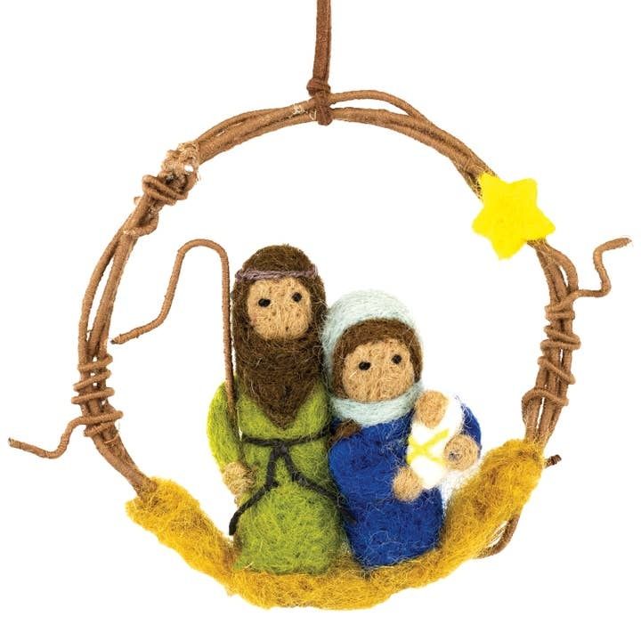 Nativity Mini Wreath Ornament, Nepal