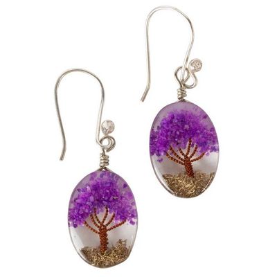 Purple Arbol Earrings, Peru