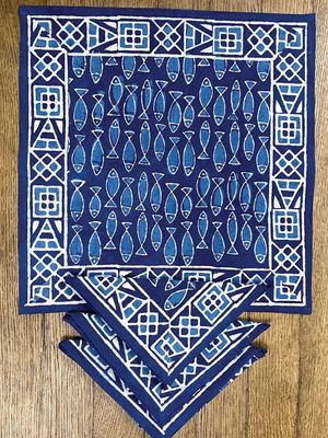 Indigo Fish Napkin, India
