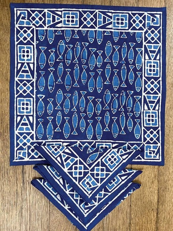 Indigo Fish Napkin, India