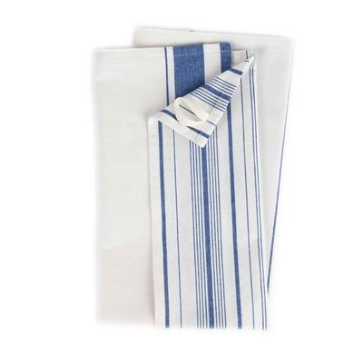 Multi-Striped Blue White Tea Towel, India