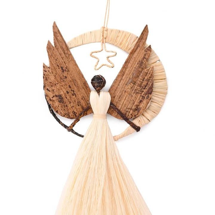 Banana Fiber Moon and Star Angel Ornament, Kenya