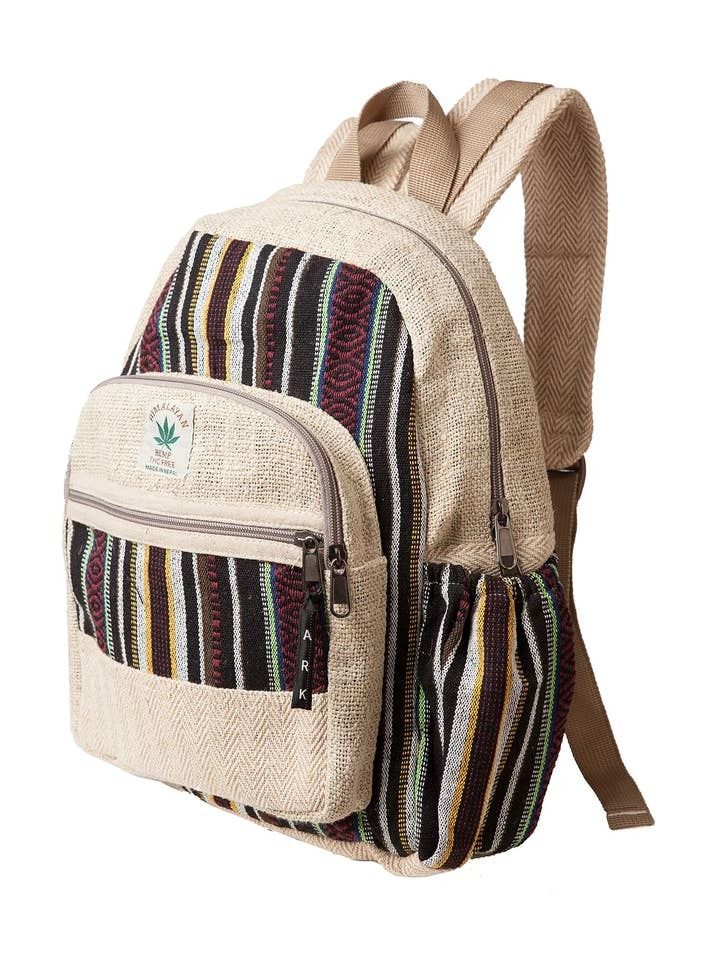 Hemp Cotton Knapsack Natural/Black, Nepal
