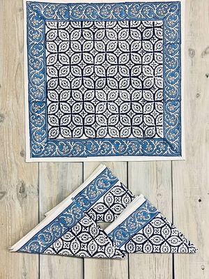 Blue Border Napkin, India