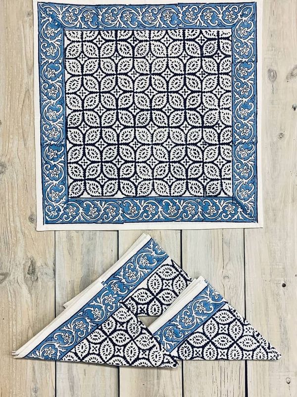 Blue Border Napkin, India