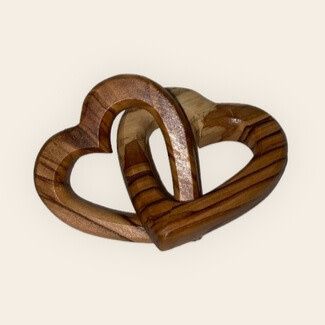 Small Olive Wood Entwined Heart, Palestine
