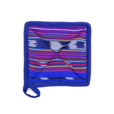 Square Pot Holder Festive Blue, Guatemala