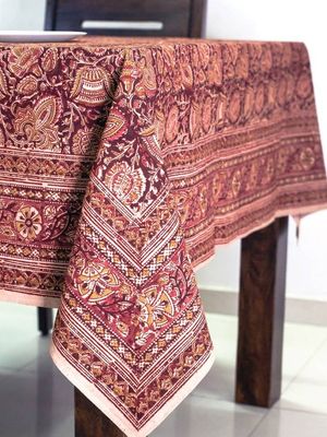 Terracotta Kalamkari Tablecloth, India
