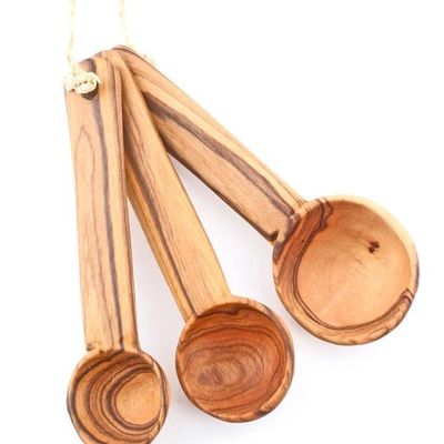 Set of 3 Wild Olive Wood Measuring Spoons, Kenya