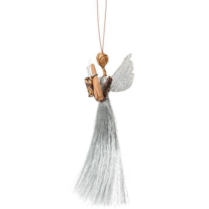 Banana Fiber and Silver Thread Angel Ornament, Kenya