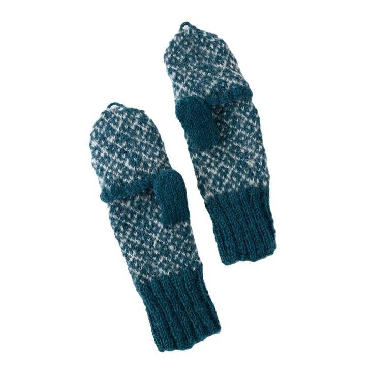 Toasty Teal Convertible Mittens, India