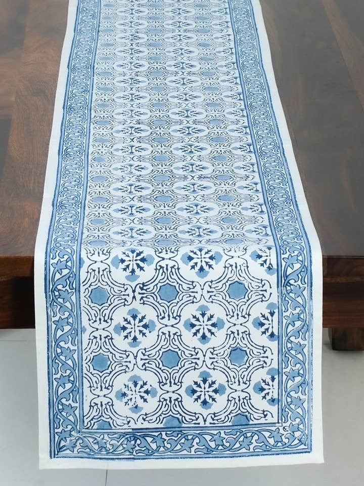 Blue Floral Table Runner, India
