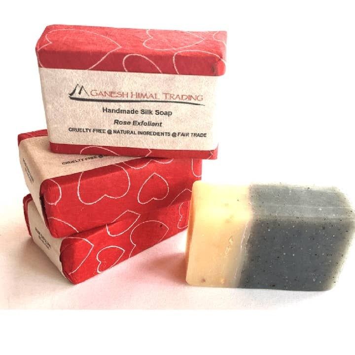 Rose with Charcoal Exfoliant Silk Soap, Nepal