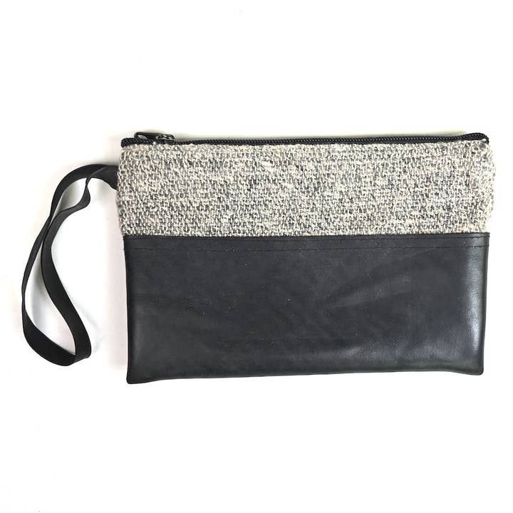 Recycled Inner Tube and Charcoal Hemp Wristlet, Nepal
